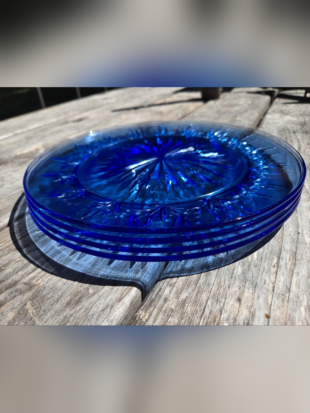 Vintage Fostoria For Avon American Blue Classic Dinner Plates Set Of 4